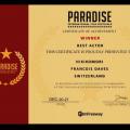 2021  Hikikomori Best Acteur International Short Film Paradise International Film Festival